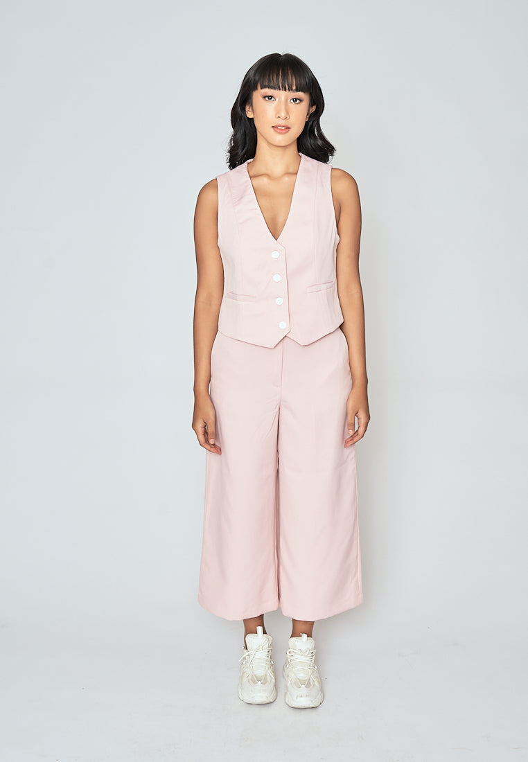 High-Waisted Wide-Leg Pants (Blush)