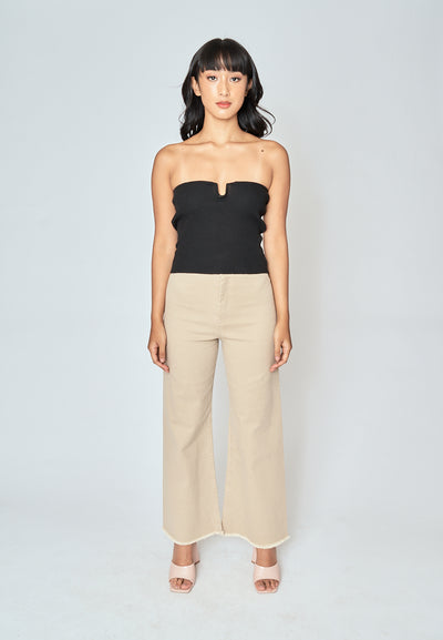 Hollie Black Knitted Sweeatheart Neckline Tube Top