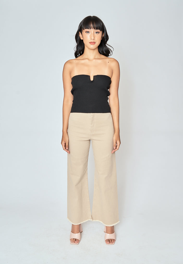Hollie Black Knitted Sweeatheart Neckline Tube Top