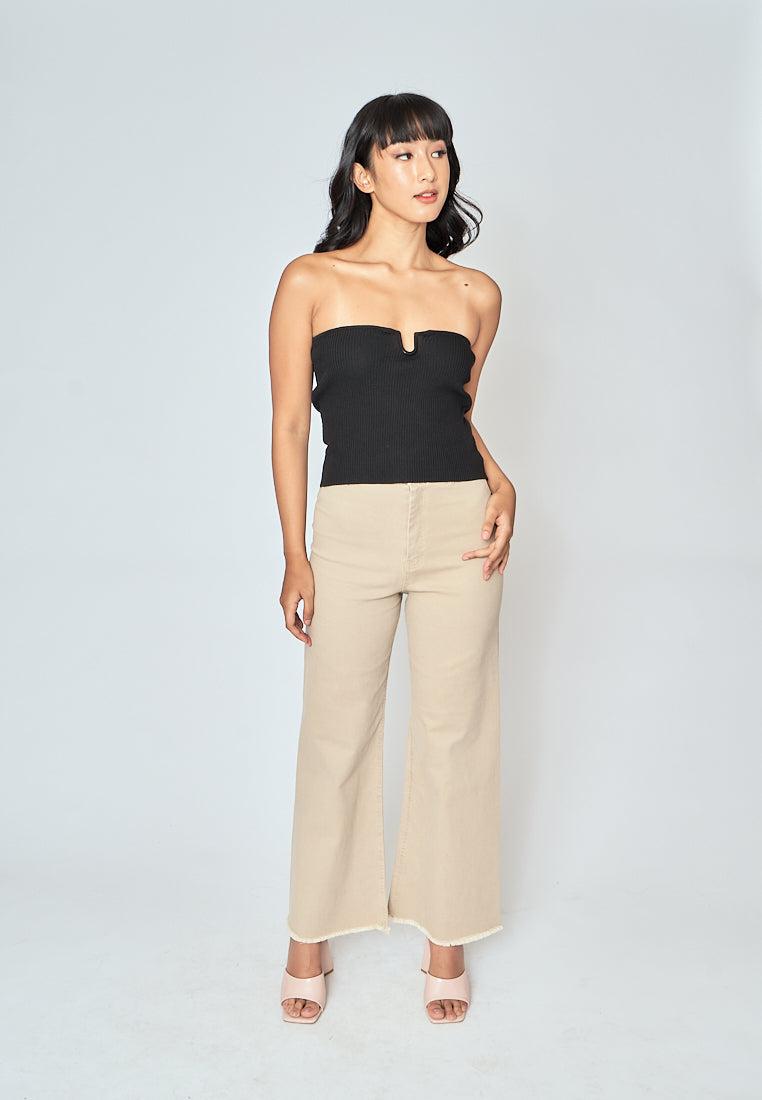 Hollie Black Knitted Sweeatheart Neckline Tube Top