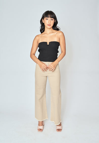 Hollie Black Knitted Sweeatheart Neckline Tube Top
