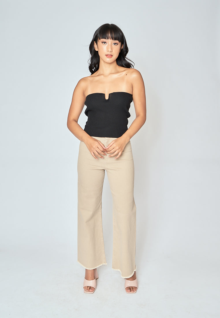 Hollie Black Knitted Sweeatheart Neckline Tube Top