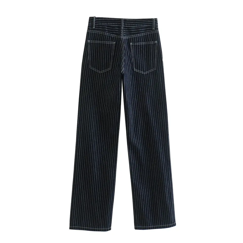 Kurt Blue Denim Striped Zipper Fly With Side Pockets Pants