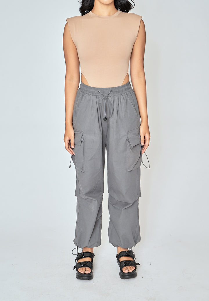 Gaea Khaki Crew Neck Sleeveless Bodysuit