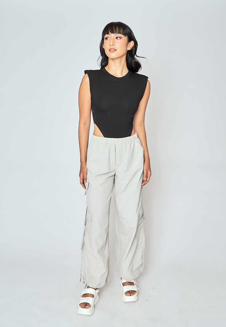 Gaea Black Crew Neck Sleeveless Bodysuit