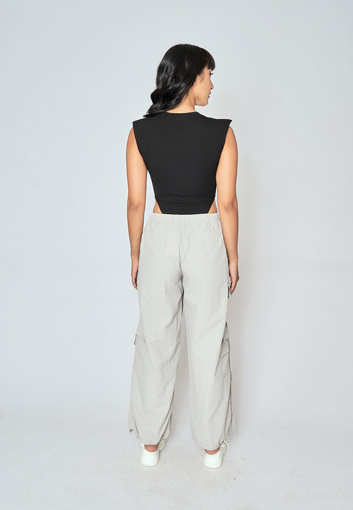 Gaea Black Crew Neck Sleeveless Bodysuit
