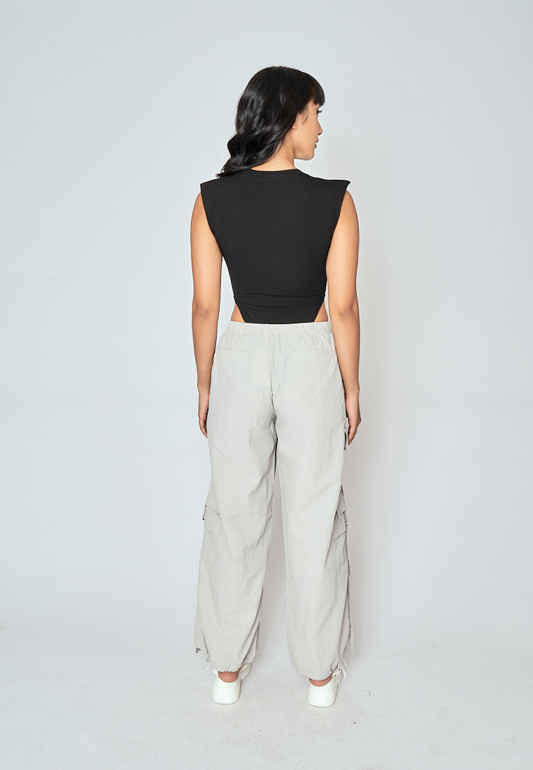 Gaea Black Crew Neck Sleeveless Bodysuit