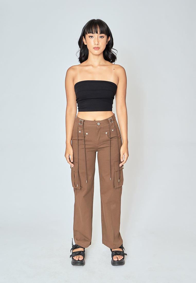 Radleigh Brown Full Length Cargo Pants with Extra Pockets