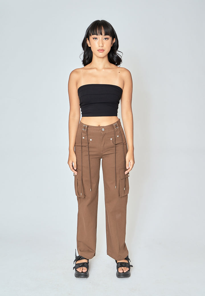 Radleigh Brown Full Length Cargo Pants with Extra Pockets
