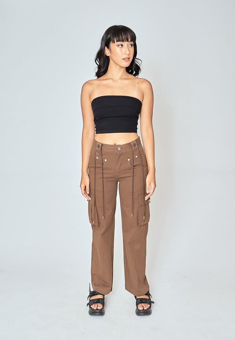 Radleigh Brown Full Length Cargo Pants with Extra Pockets