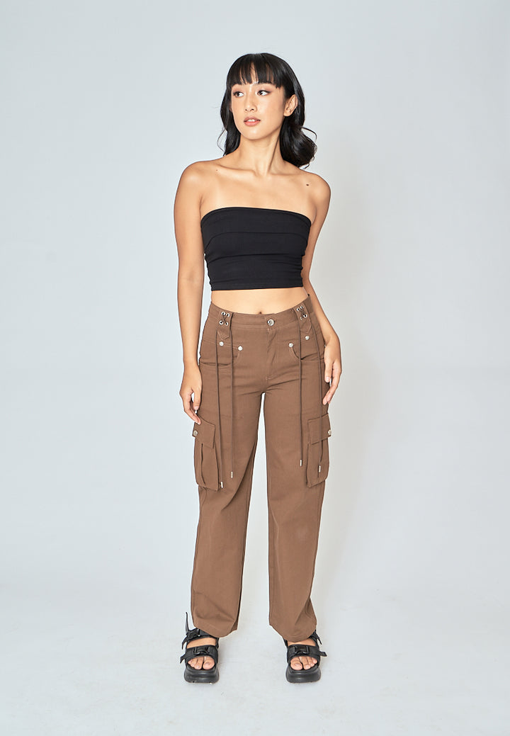 Radleigh Brown Full Length Cargo Pants with Extra Pockets
