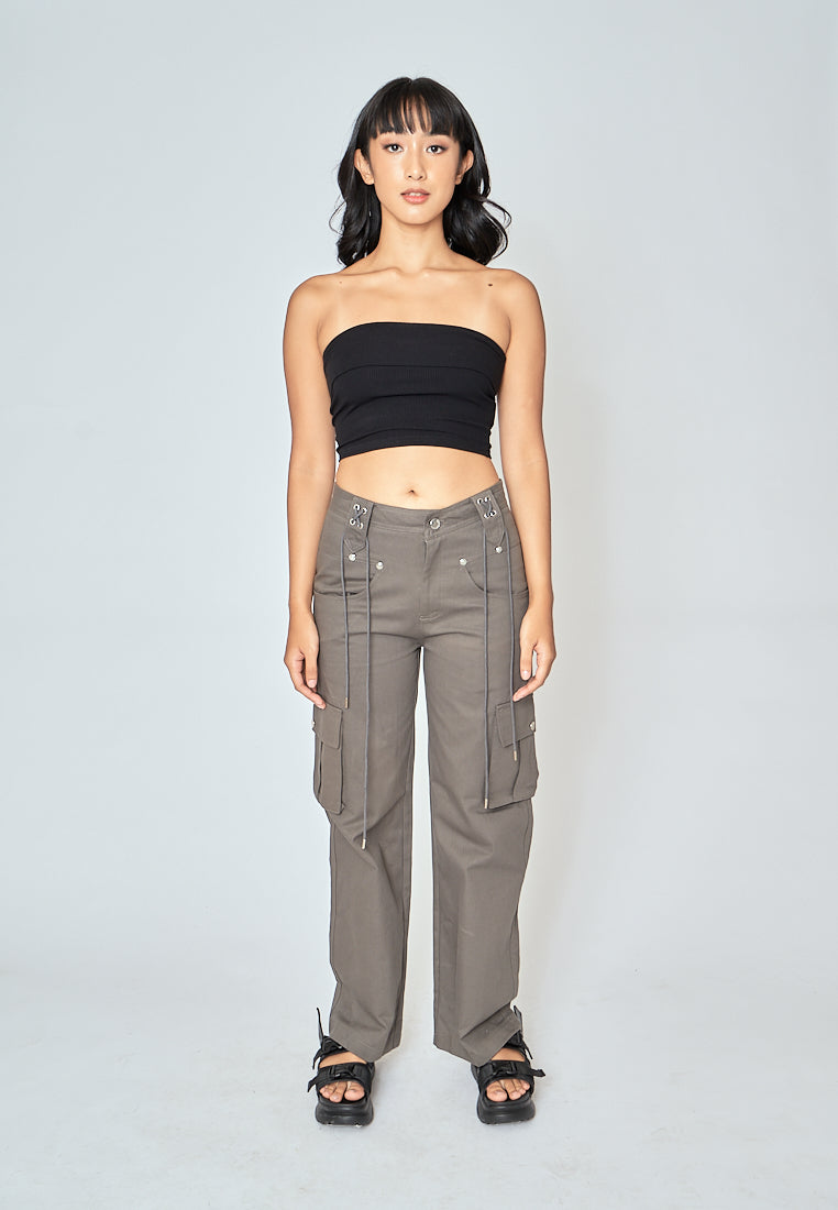 Radleigh Gray Full Length Cargo Pants with Extra Pockets