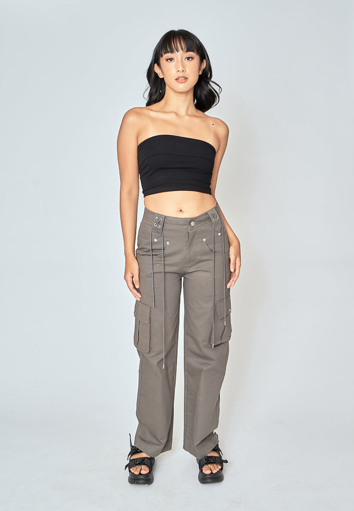 Radleigh Gray Full Length Cargo Pants with Extra Pockets