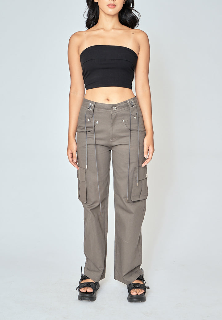 Radleigh Gray Full Length Cargo Pants with Extra Pockets