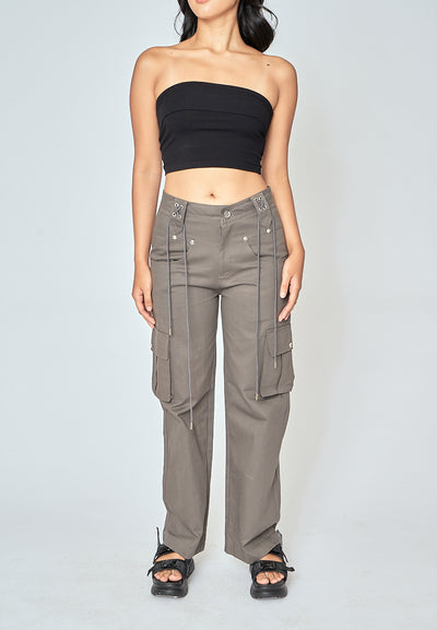 Radleigh Gray Full Length Cargo Pants with Extra Pockets