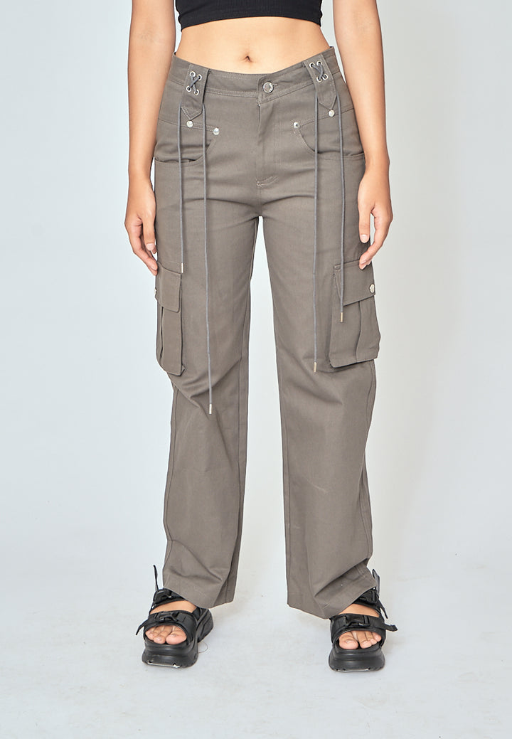Radleigh Gray Full Length Cargo Pants with Extra Pockets