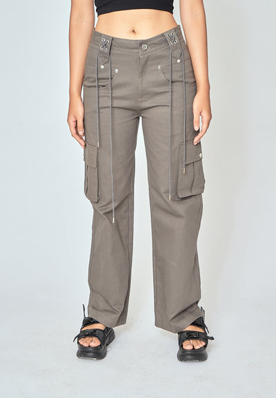 Radleigh Gray Full Length Cargo Pants with Extra Pockets