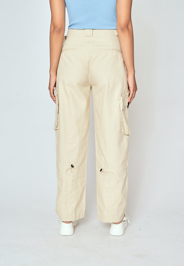 Brent Beige Zipper Fly Multi-Pockets with Belt Loop Cargo Pants
