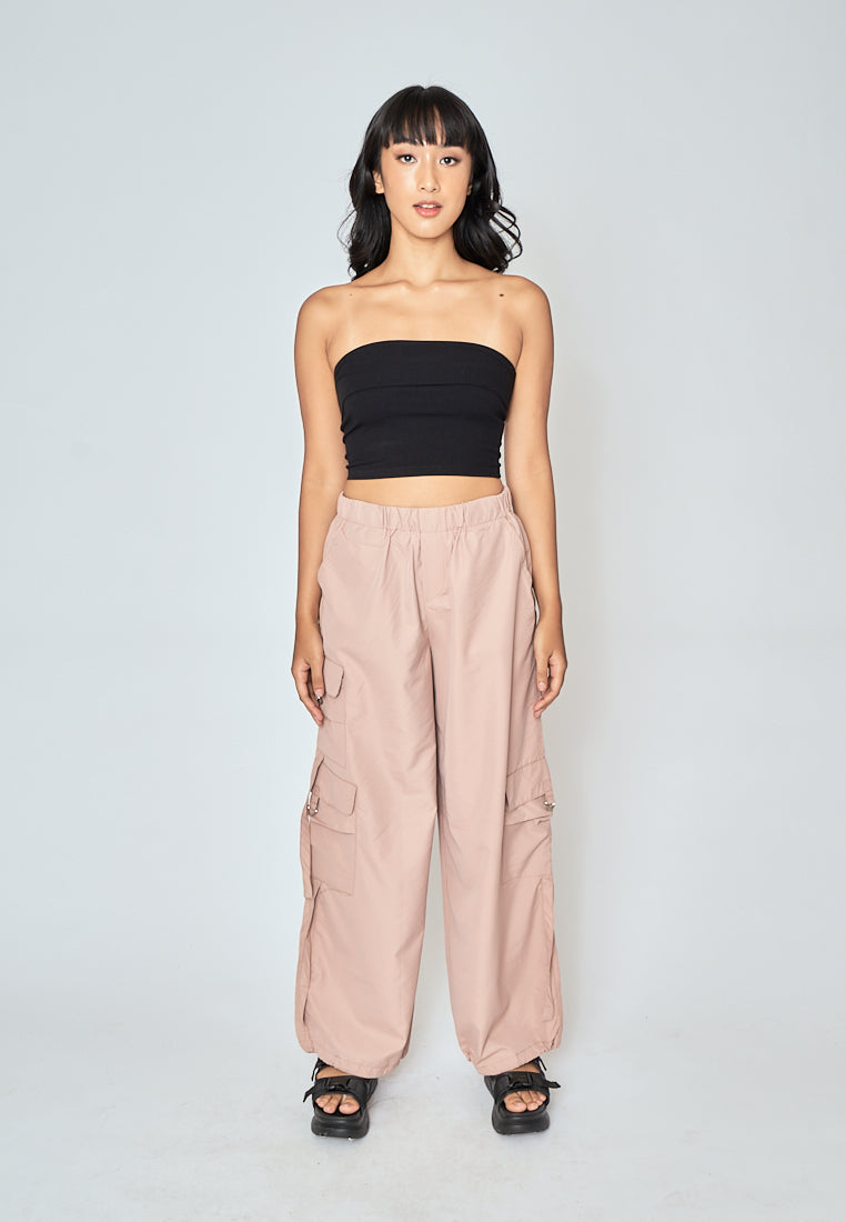 Daelan Khaki Multi Pockets Cargo Pants with Hem Strap