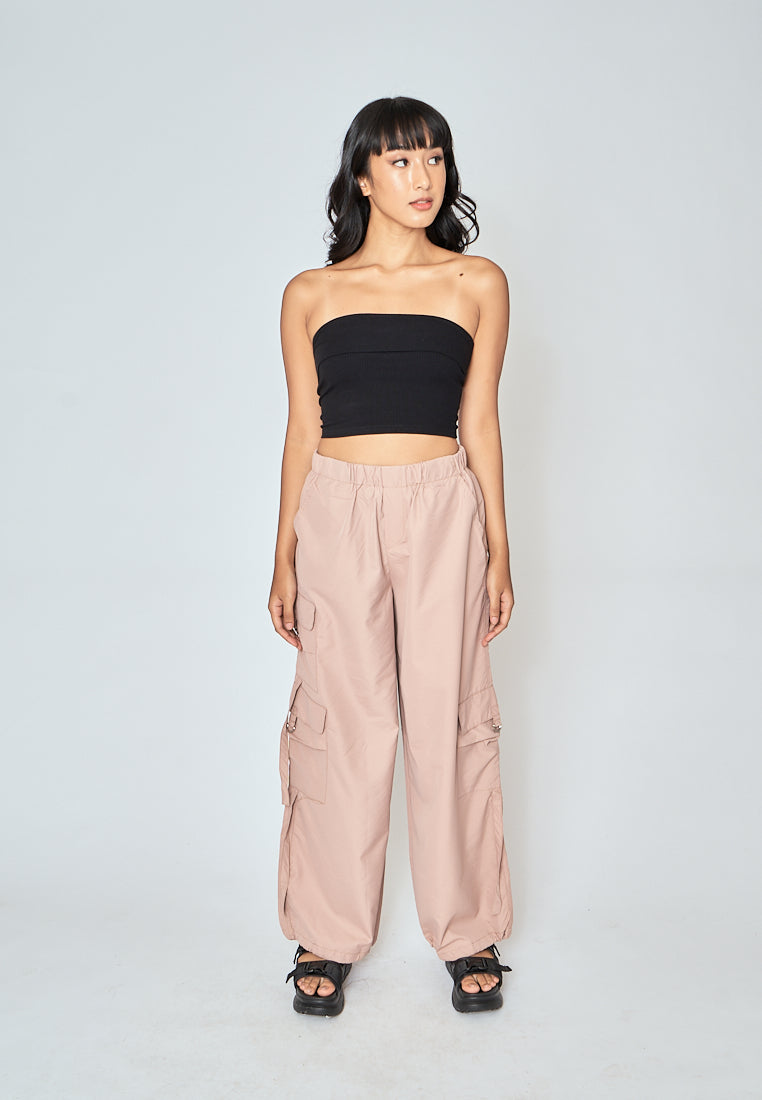 Daelan Khaki Multi Pockets Cargo Pants with Hem Strap
