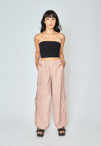 Daelan Khaki Multi Pockets Cargo Pants with Hem Strap