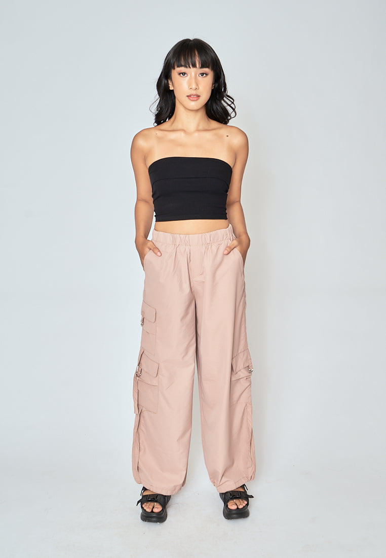 Daelan Khaki Multi Pockets Cargo Pants with Hem Strap