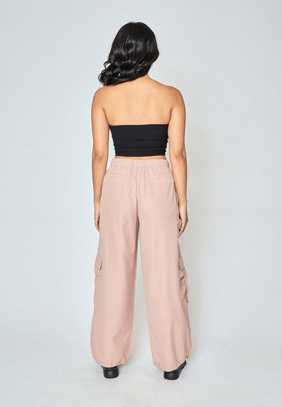 Daelan Khaki Multi Pockets Cargo Pants with Hem Strap