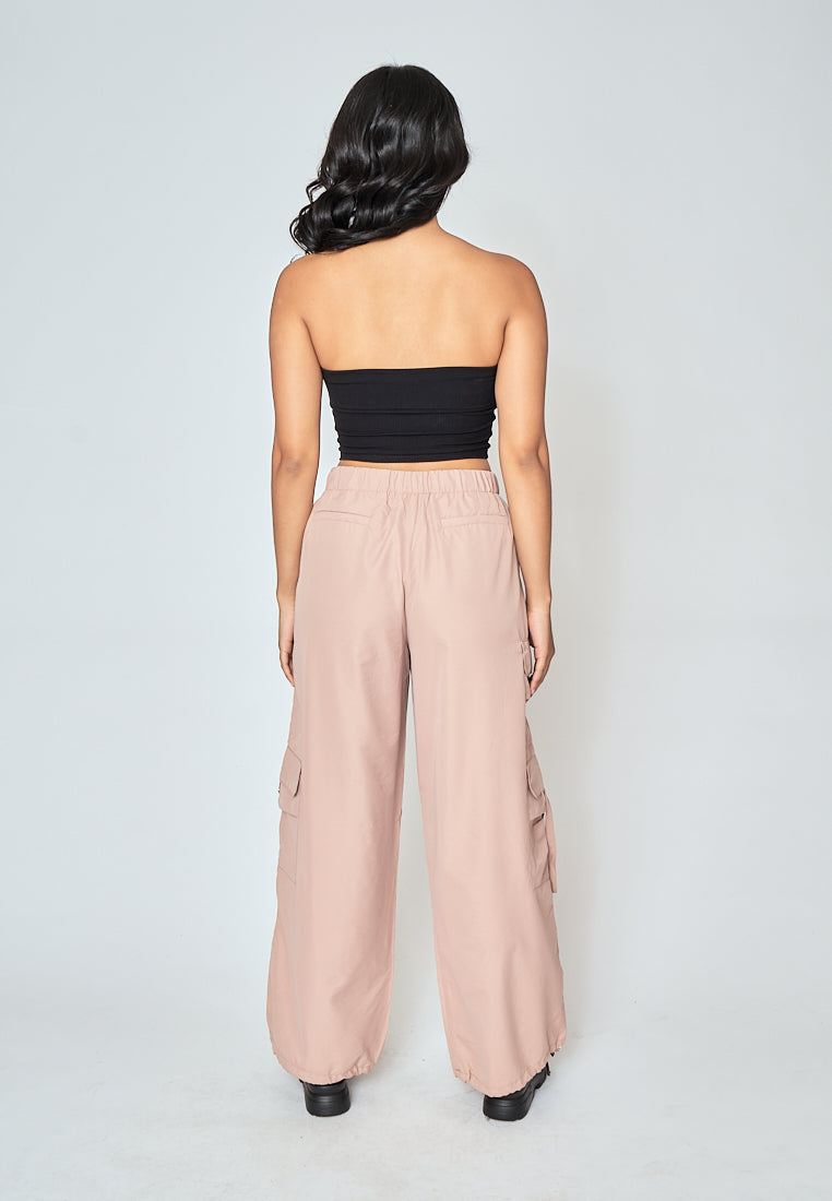 Daelan Khaki Multi Pockets Cargo Pants with Hem Strap