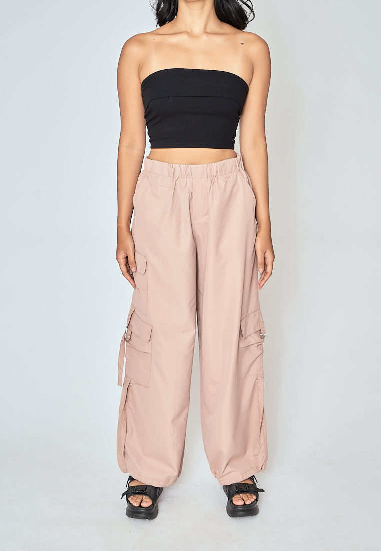 Daelan Khaki Multi Pockets Cargo Pants with Hem Strap