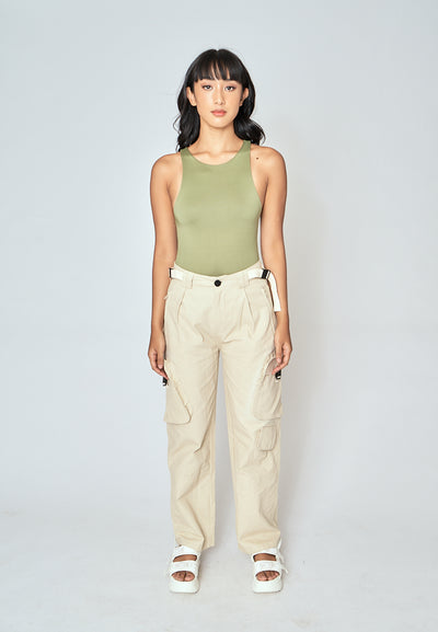Barba Sage Green Round Neck Sleeveless Bodysuit