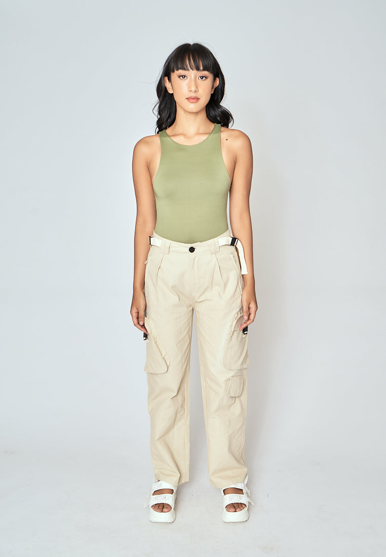 Barba Sage Green Round Neck Sleeveless Bodysuit