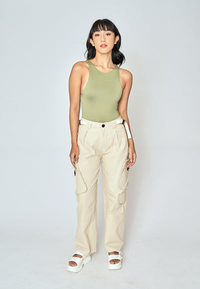 Barba Sage Green Round Neck Sleeveless Bodysuit