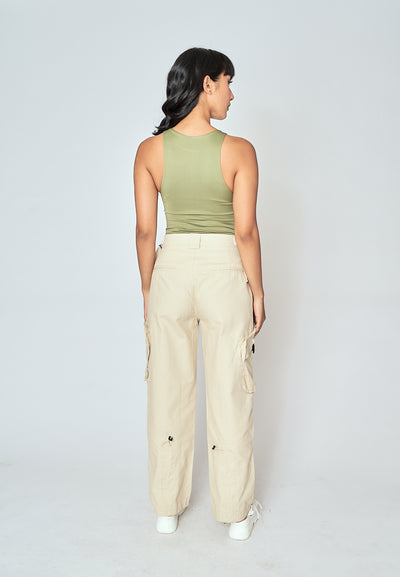 Barba Sage Green Round Neck Sleeveless Bodysuit