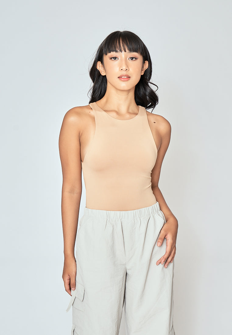 Barba Nude Round Neck Sleeveless Bodysuit
