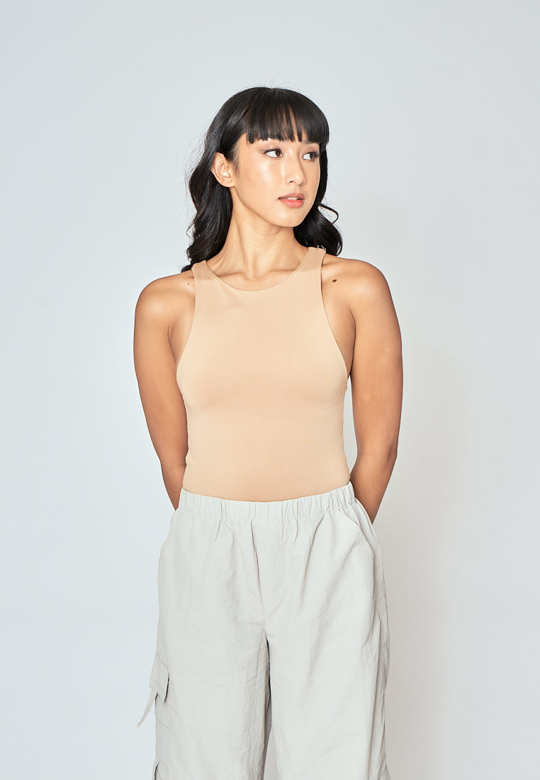 Barba Nude Round Neck Sleeveless Bodysuit