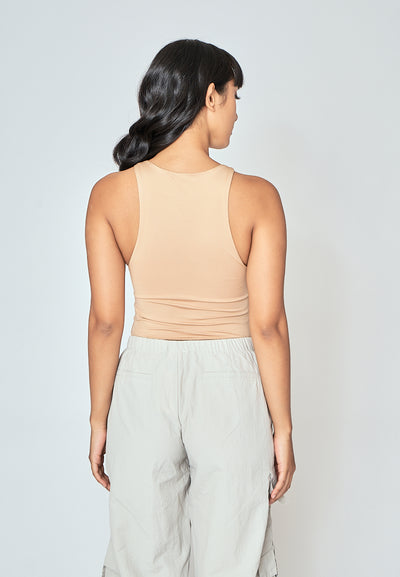 Barba Nude Round Neck Sleeveless Bodysuit