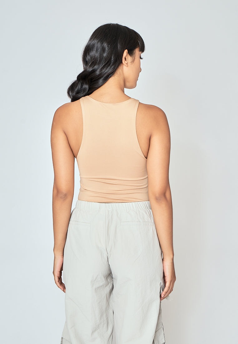 Barba Nude Round Neck Sleeveless Bodysuit