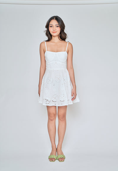 Ailey White Eyelet Sleeveless Mini Dress