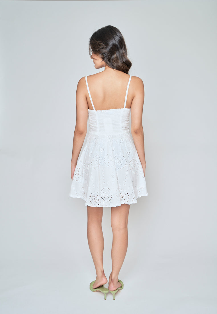 Ailey White Eyelet Sleeveless Mini Dress