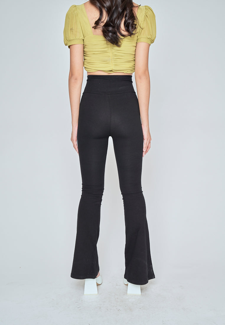 Hamisi Black High Waist Twist Front Flare Pants