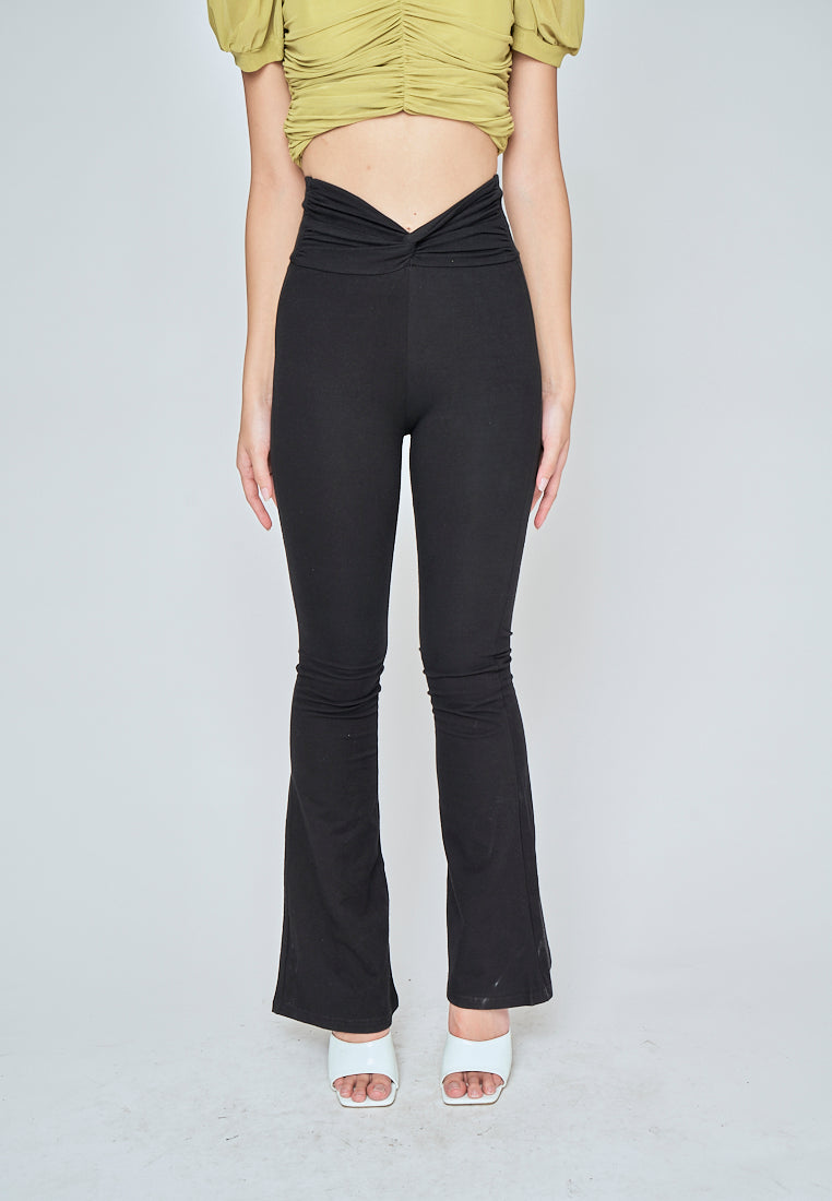 Hamisi Black High Waist Twist Front Flare Pants