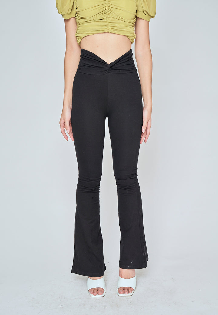 Hamisi Black High Waist Twist Front Flare Pants