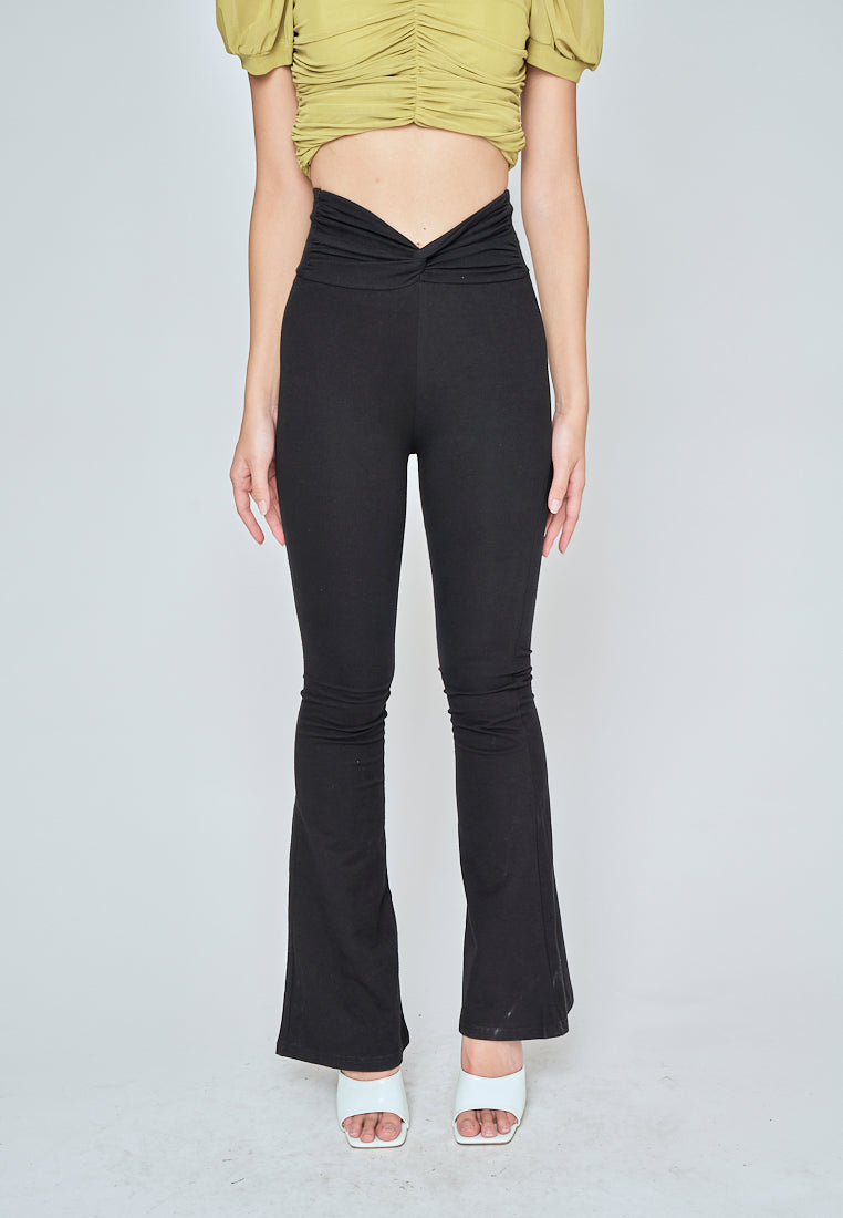 Hamisi Black High Waist Twist Front Flare Pants