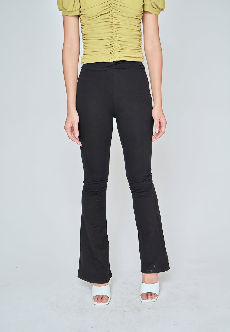 Hamisi Black High Waist Twist Front Flare Pants