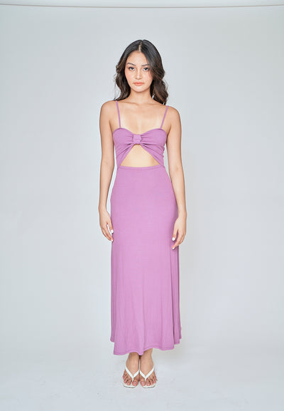 Cianne Purple Knitted Basic Scoop Neck Sleeveless Thin Strap Maxi Dress