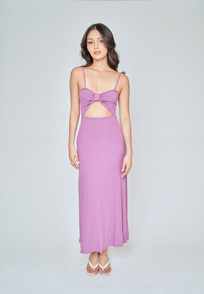 Cianne Purple Knitted Basic Scoop Neck Sleeveless Thin Strap Maxi Dress