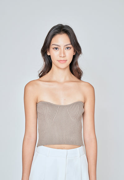 Leibniz Sage Knitted Basic Tube Top