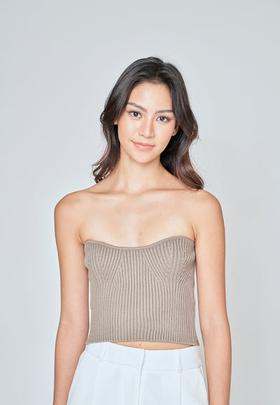 Leibniz Sage Knitted Basic Tube Top