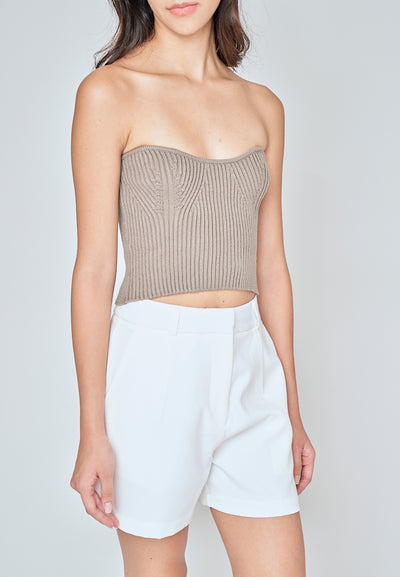 Leibniz Sage Knitted Basic Tube Top