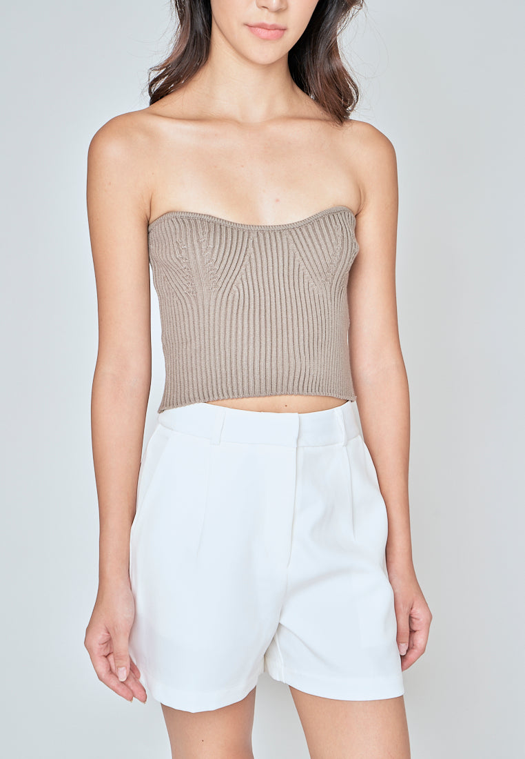 Leibniz Sage Knitted Basic Tube Top